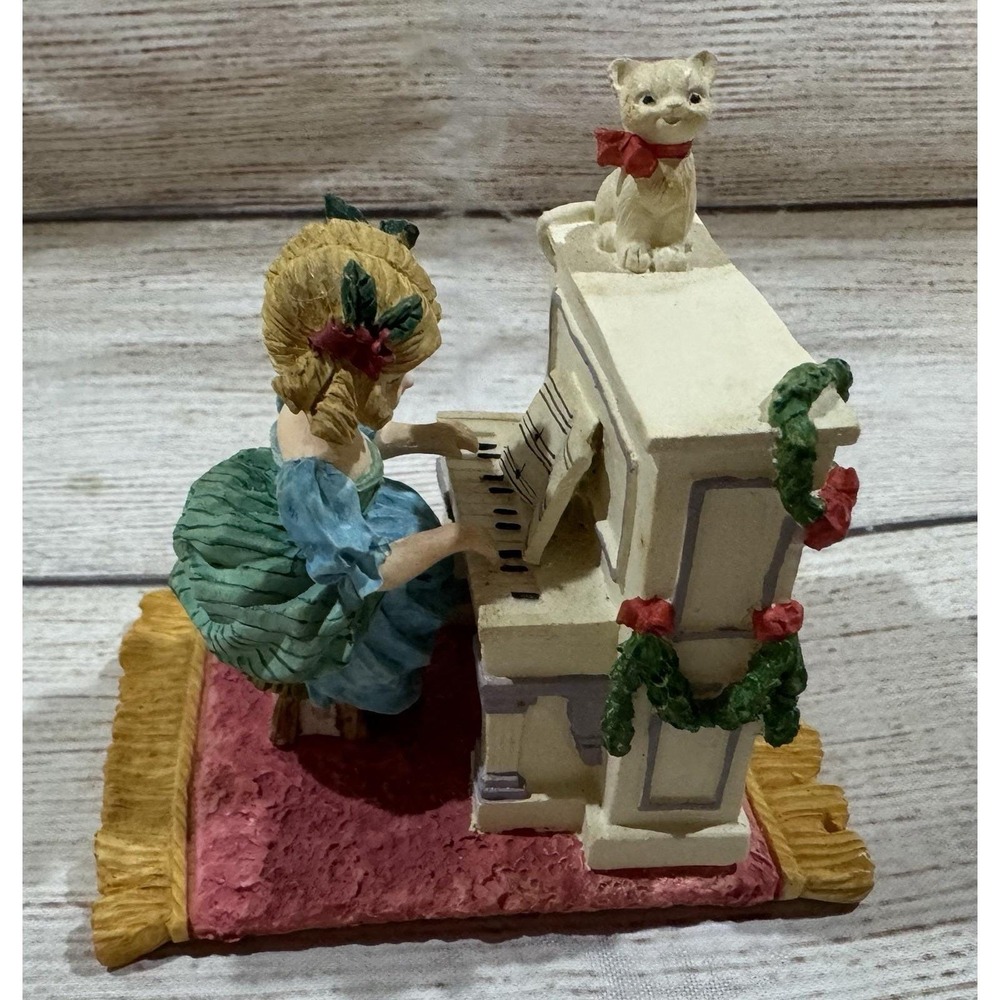 Vintage 1992 Collectible Lefton Memories of Home Girl Playing Piano with Kitten